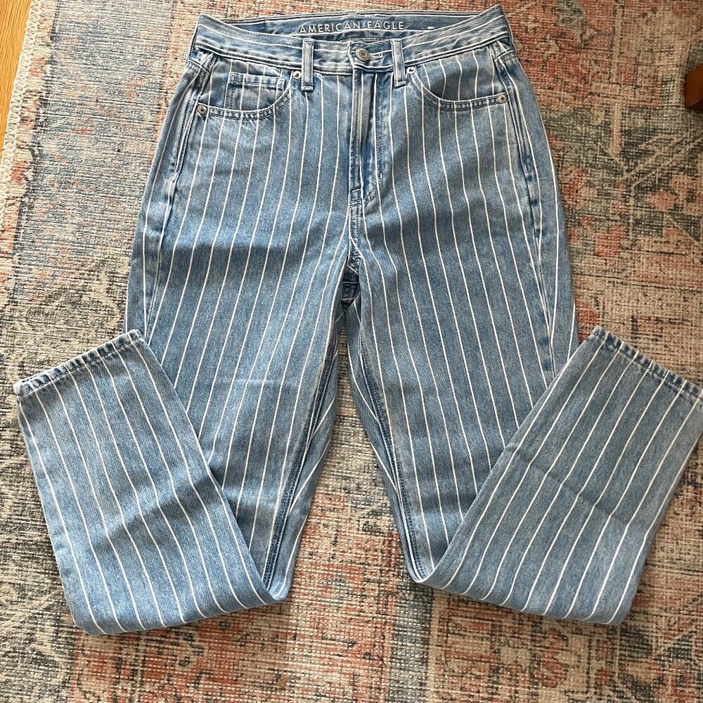 American Eagle Striped Mom Jeans size 2